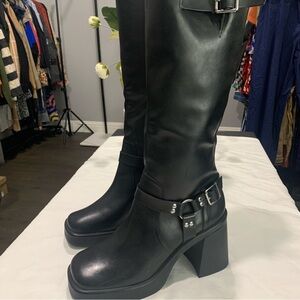 Steve Madden Black Leather Knee-High Boots NWOB Size 11